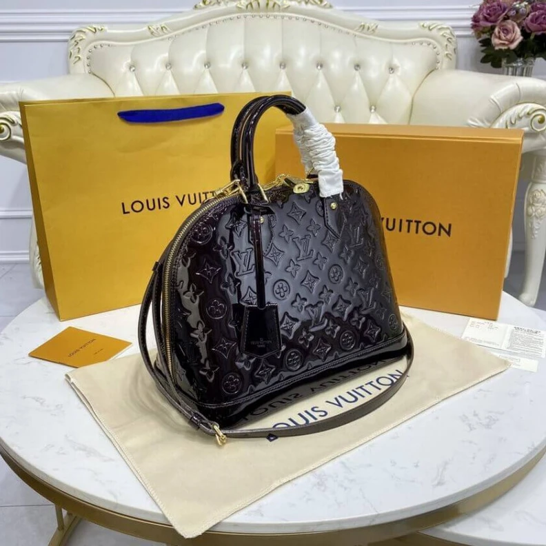 Top lv Out of all Louis Vuitton Monogram Vernis Leather Alma PM Burgundy