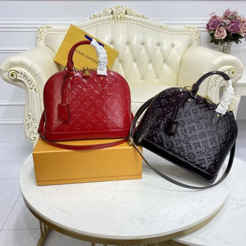 Top lv Out of all Louis Vuitton Monogram Vernis Leather Alma PM Burgundy