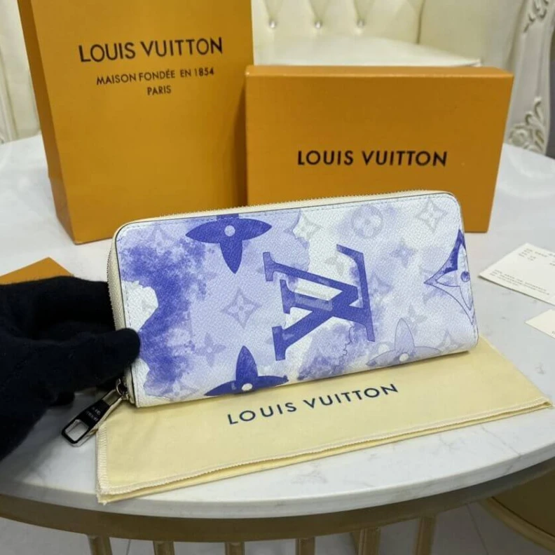 Zipped co Louis Vuitton Monogram Watercolor Blue Canvas Zippy Wallet Vertical
