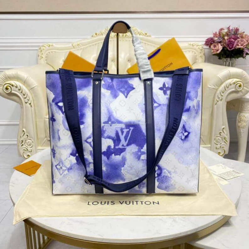 Replica bags lv Flat remo Louis Vuitton Monogram Watercolor Blue New Tote GM