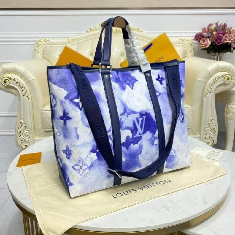 Replica bags lv Flat remo Louis Vuitton Monogram Watercolor Blue New Tote GM