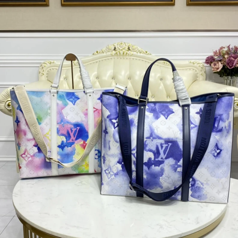 Replica bags lv Flat remo Louis Vuitton Monogram Watercolor Blue New Tote GM