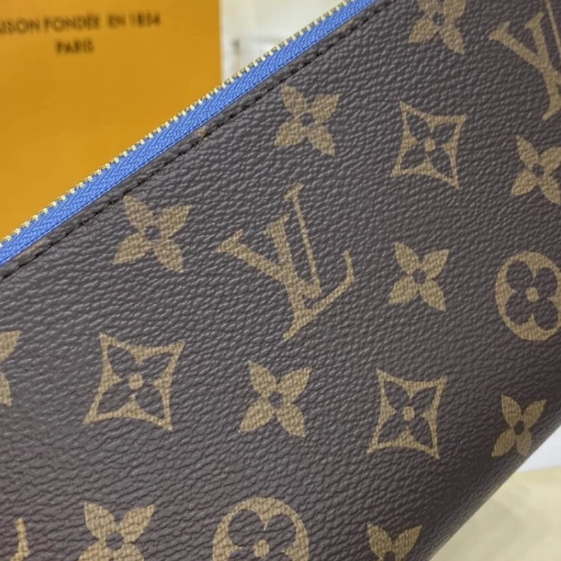 Replica bags 19.5 x 10 Louis Vuitton Monogram Zippy Wallet Blue