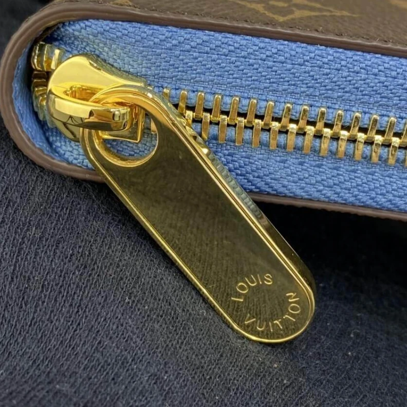Replica bags 19.5 x 10 Louis Vuitton Monogram Zippy Wallet Blue