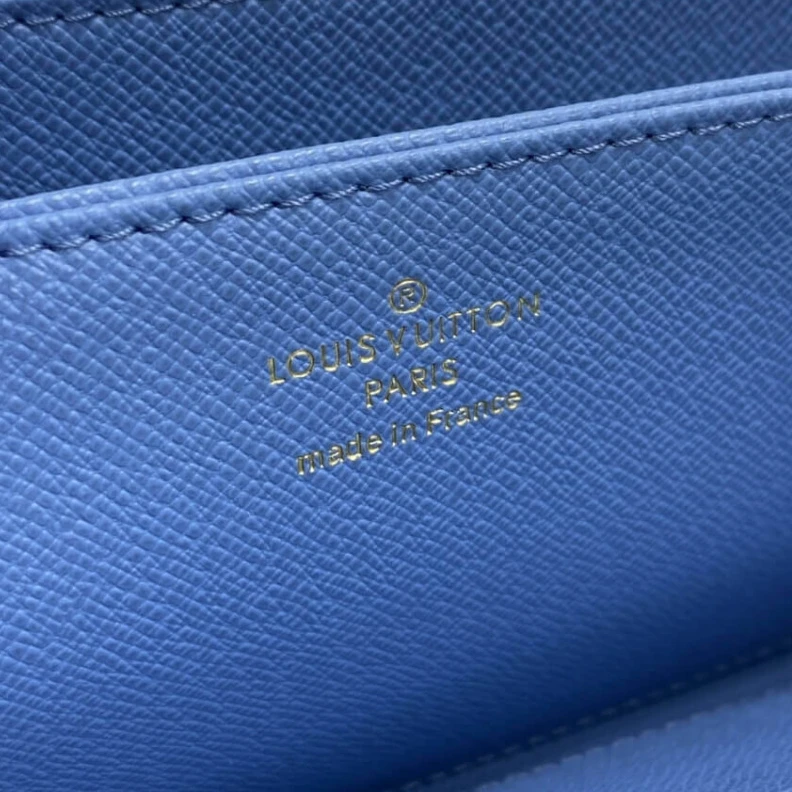 Replica bags 19.5 x 10 Louis Vuitton Monogram Zippy Wallet Blue