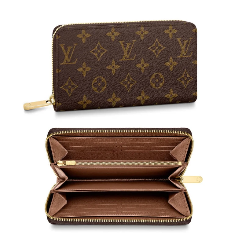 3 large g Louis Vuitton Monogram Zippy Wallet Brown