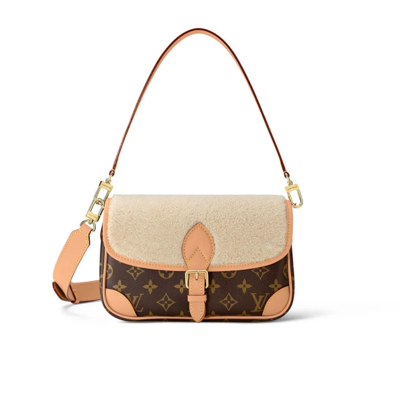 Handle:Si Louis Vuitton Monogram and Shearling Diane Bag