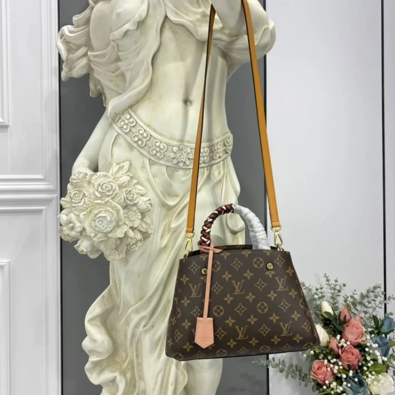 Louis vuitton locations Coquelico Louis Vuitton Montaigne BB Bag With Braided Handle Monogram