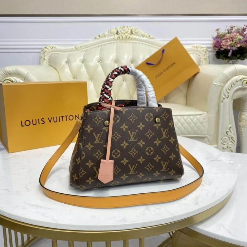 Louis vuitton locations Coquelico Louis Vuitton Montaigne BB Bag With Braided Handle Monogram
