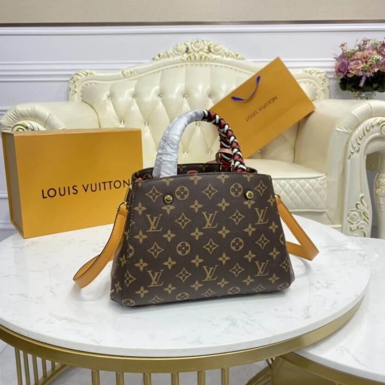 Louis vuitton locations Coquelico Louis Vuitton Montaigne BB Bag With Braided Handle Monogram