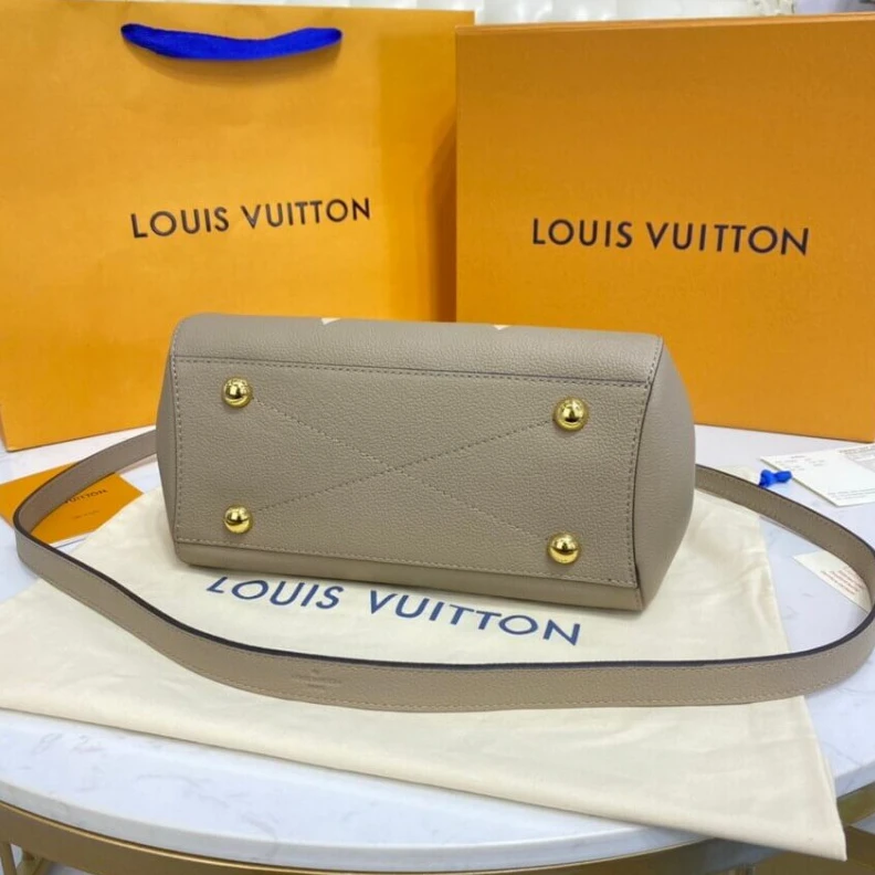 Replica bag Microfibe Louis Vuitton Montaigne BB Tourterelle Gray Cream