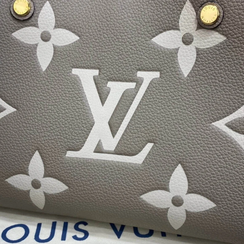 Replica bag Microfibe Louis Vuitton Montaigne BB Tourterelle Gray Cream