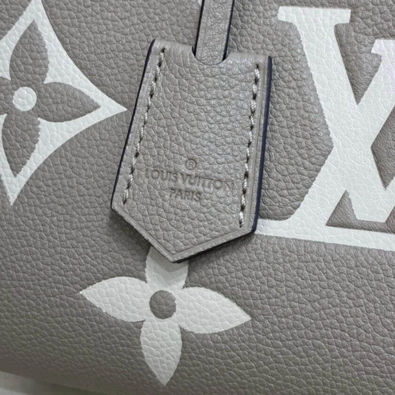 Replica bag Microfibe Louis Vuitton Montaigne BB Tourterelle Gray Cream
