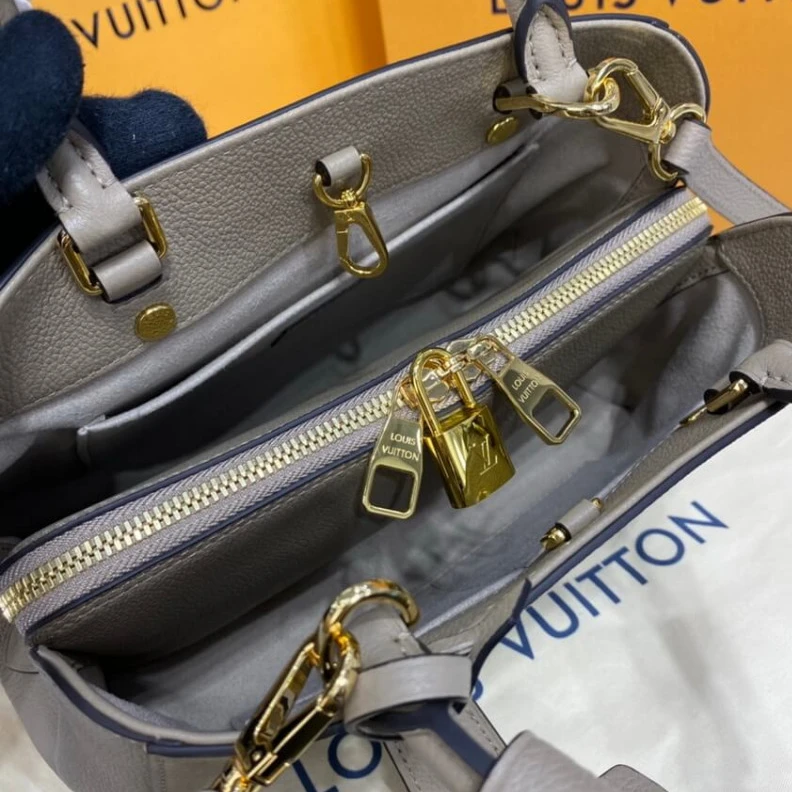 Replica bag Microfibe Louis Vuitton Montaigne BB Tourterelle Gray Cream