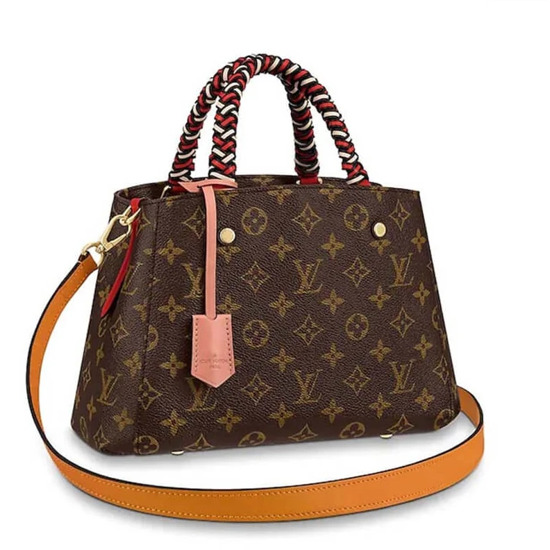 2 braided LV Montaigne MM Bag With Braided Handle Monogram