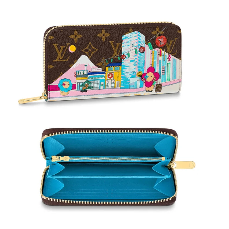 Blue Louis Vuitton Mount Fuji Vivienne Holiday Monogram Zippy Wallet Blue