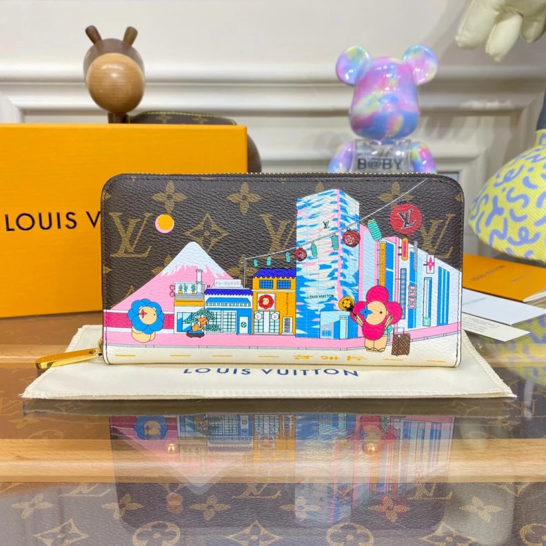Mythick Blue Louis Vuitton Mount Fuji Vivienne Holiday Monogram Zippy Wallet Blue