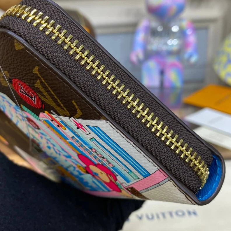 Mythick Blue Louis Vuitton Mount Fuji Vivienne Holiday Monogram Zippy Wallet Blue