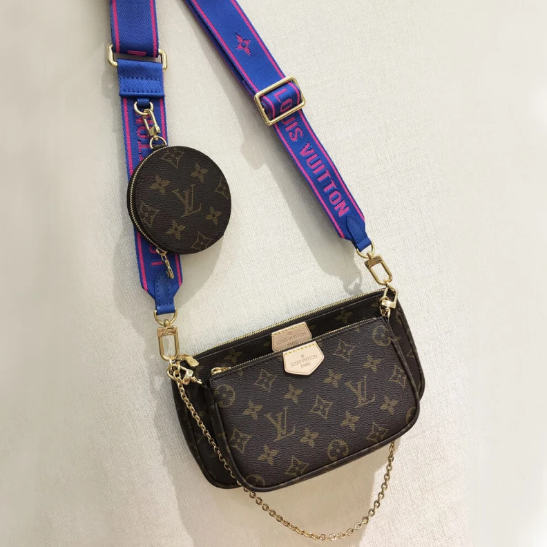 Goldcolor LV Multi Pochette Accessoires Blue Strap