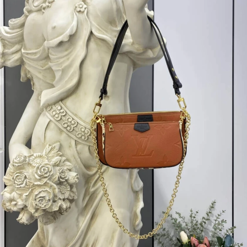 Top lv Chain dro Louis Vuitton Multi Pochette Accessoires Caramel