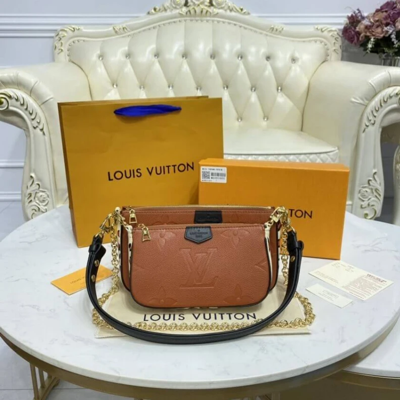Top lv Chain dro Louis Vuitton Multi Pochette Accessoires Caramel