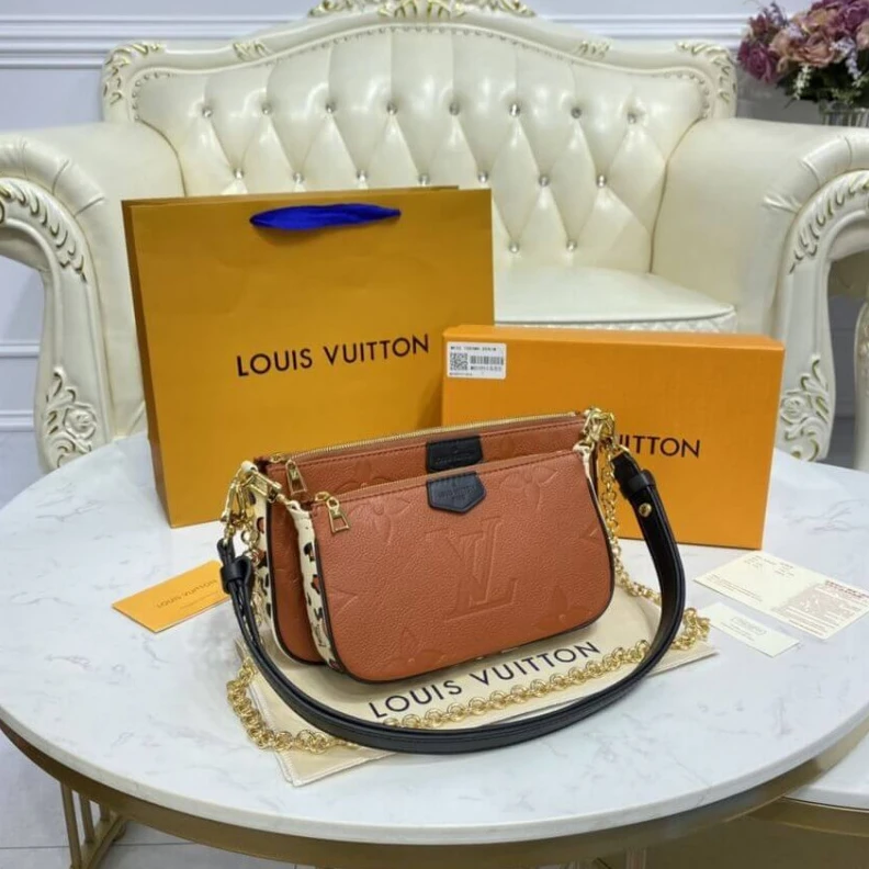 Top lv Chain dro Louis Vuitton Multi Pochette Accessoires Caramel