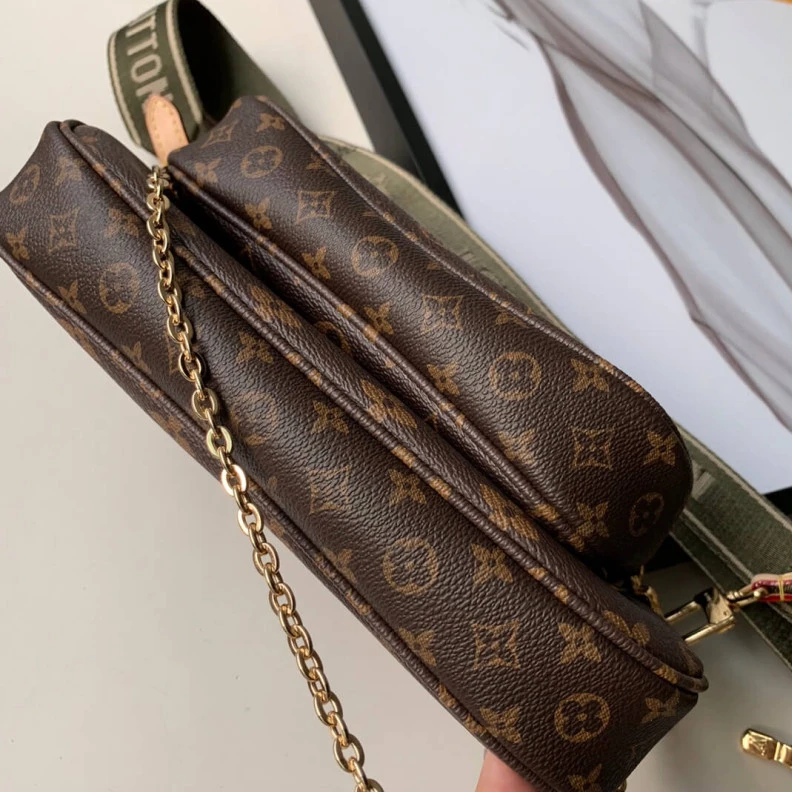Mythick Removable Louis Vuitton Multi Pochette Accessoires Khaki and Beige Strap