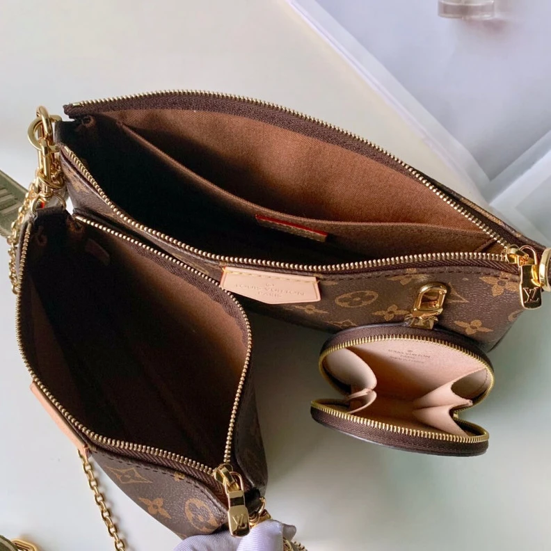 Mythick Removable Louis Vuitton Multi Pochette Accessoires Khaki and Beige Strap