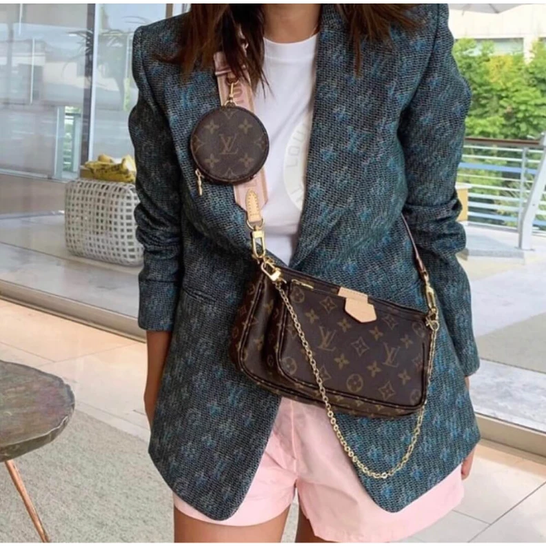 Top lv Natural c Louis Vuitton Multi Pochette Accessoires Pink Strap