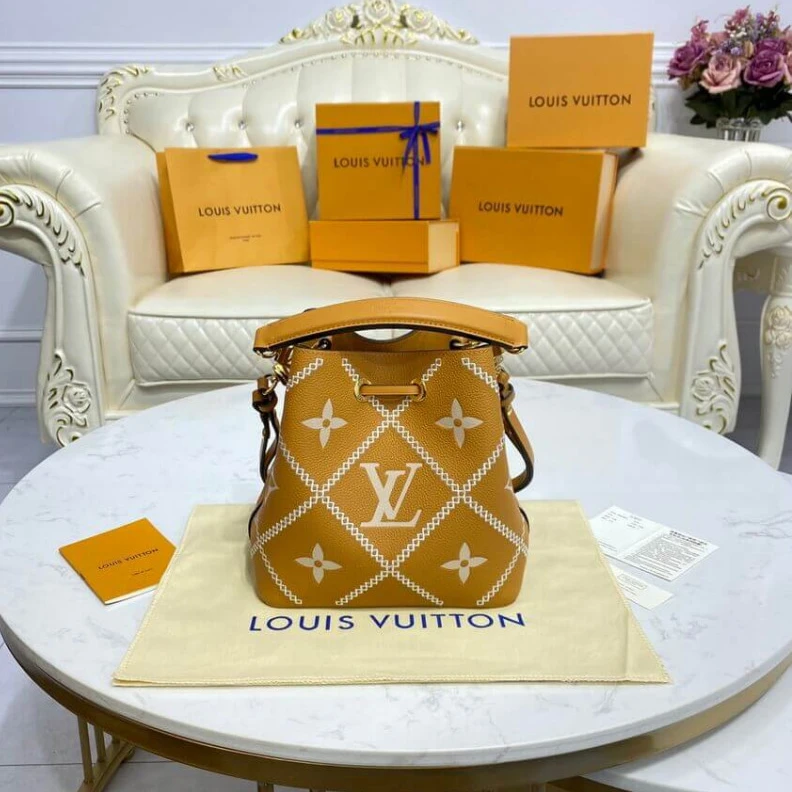 Lv belts replica Embroider Louis Vuitton NeoNoe MM Apricot