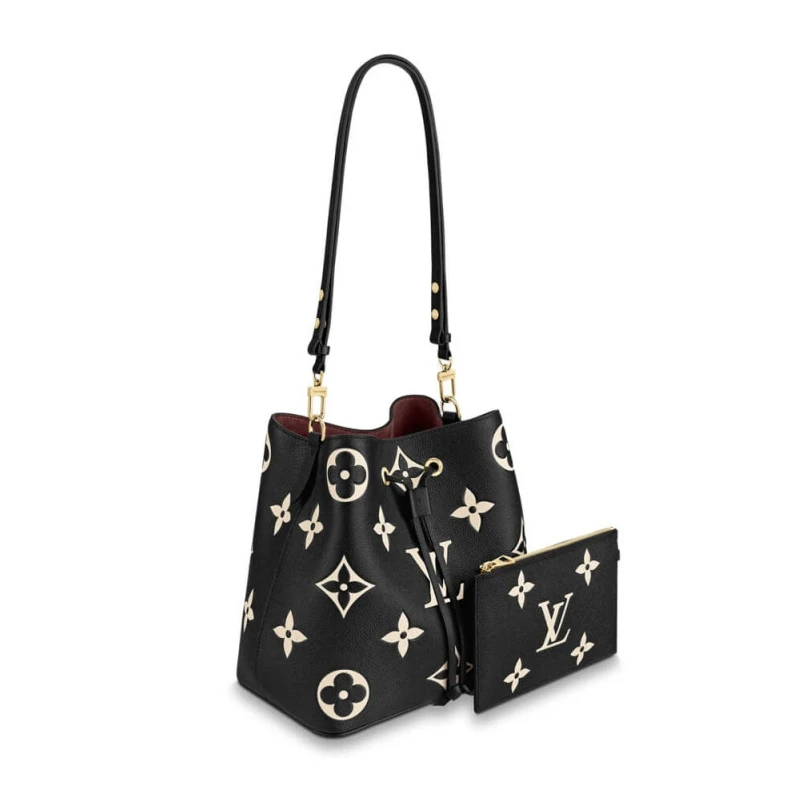 Embossed Louis Vuitton NeoNoe MM Black Beige
