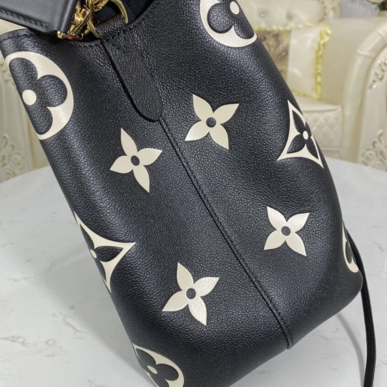 Replica bags Embossed Louis Vuitton NeoNoe MM Black Beige