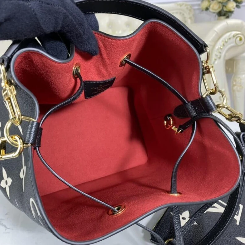 Replica bags Embossed Louis Vuitton NeoNoe MM Black Beige