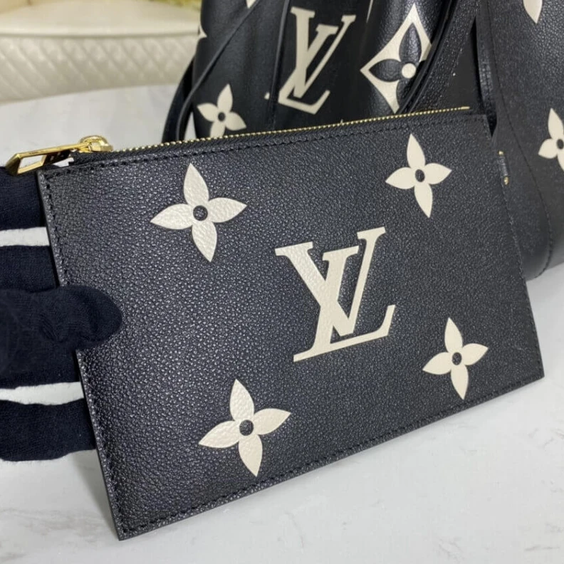 Replica bags Embossed Louis Vuitton NeoNoe MM Black Beige