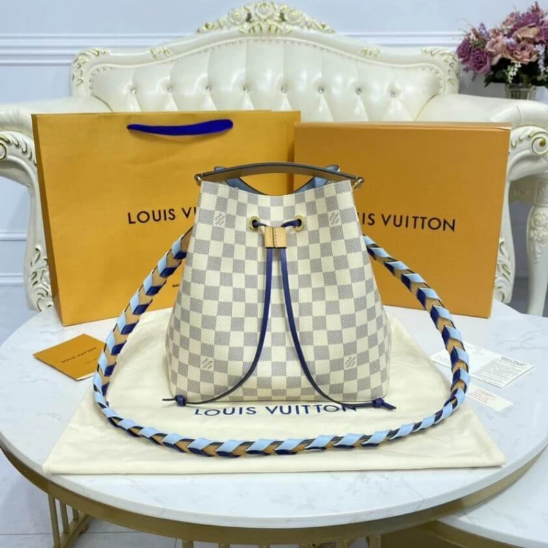 Replica bags lv Goldcolor Louis Vuitton Neonoe MM Blue