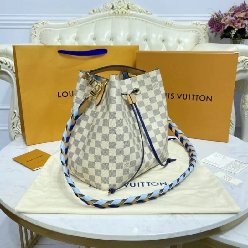 Replica bags lv Goldcolor Louis Vuitton Neonoe MM Blue