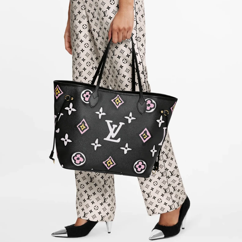 Top lv Cowhidele Louis Vuitton Neverfull MM Black