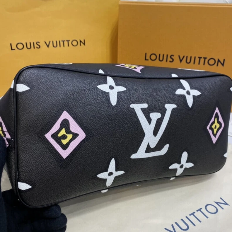 Top lv Cowhidele Louis Vuitton Neverfull MM Black