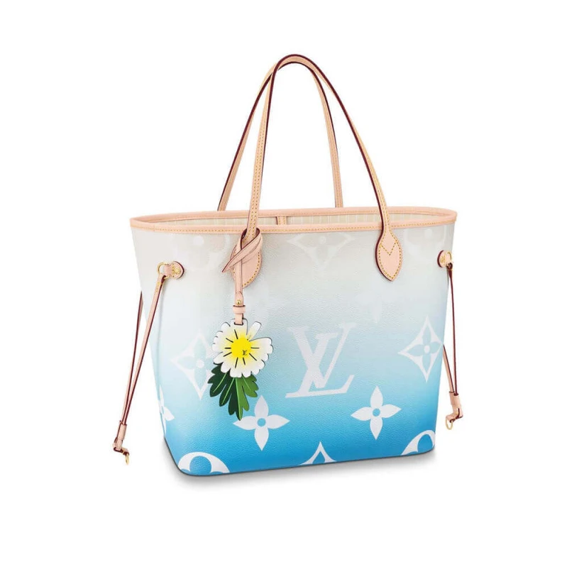 Large zip Louis Vuitton Neverfull MM Blue