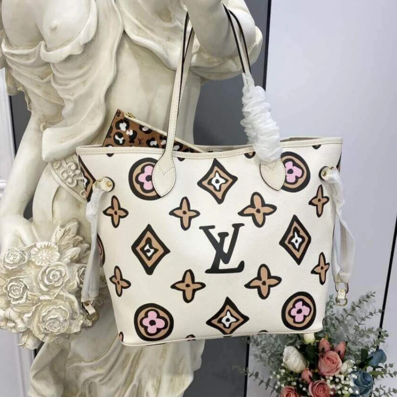 Replica bags The Neverf Louis Vuitton Neverfull MM Cream