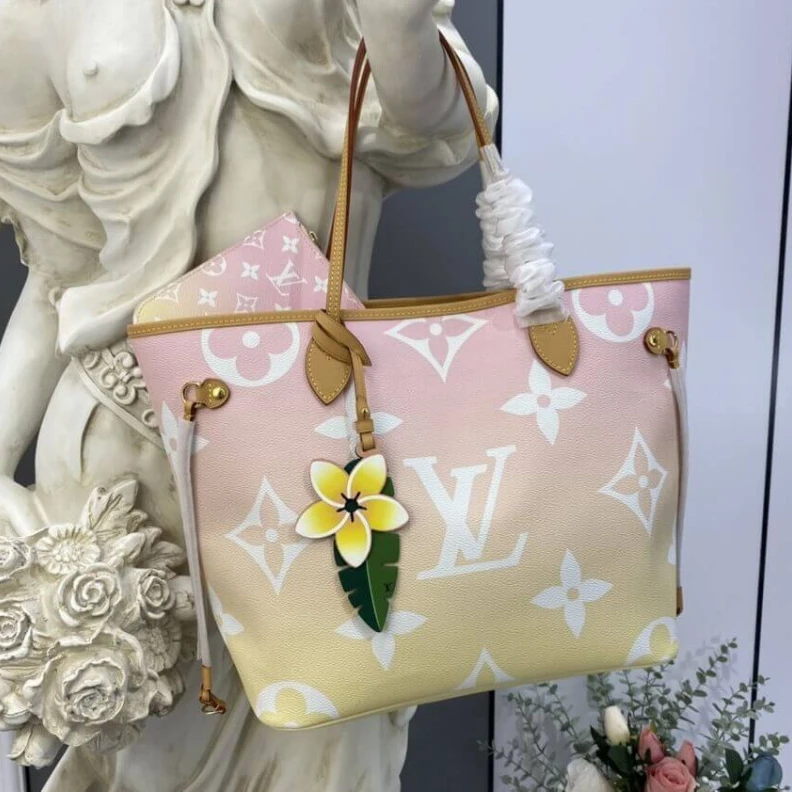 Replica bags lv Large zip Louis Vuitton Neverfull MM Pink