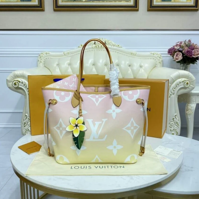 Replica bags lv Large zip Louis Vuitton Neverfull MM Pink
