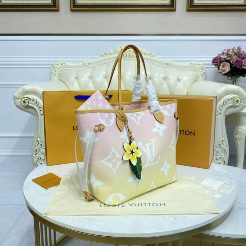 Replica bags lv Large zip Louis Vuitton Neverfull MM Pink