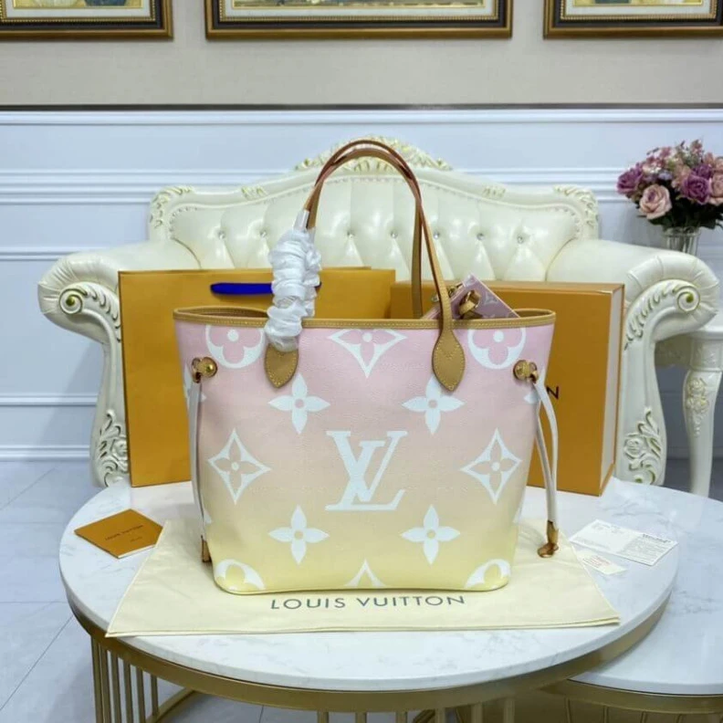 Replica bags lv Large zip Louis Vuitton Neverfull MM Pink