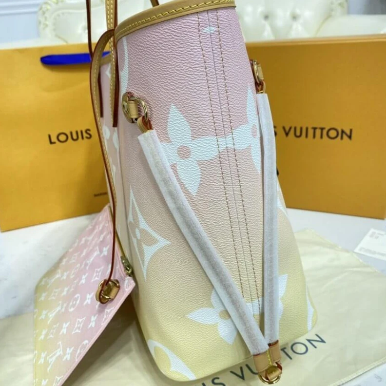 Replica bags lv Large zip Louis Vuitton Neverfull MM Pink