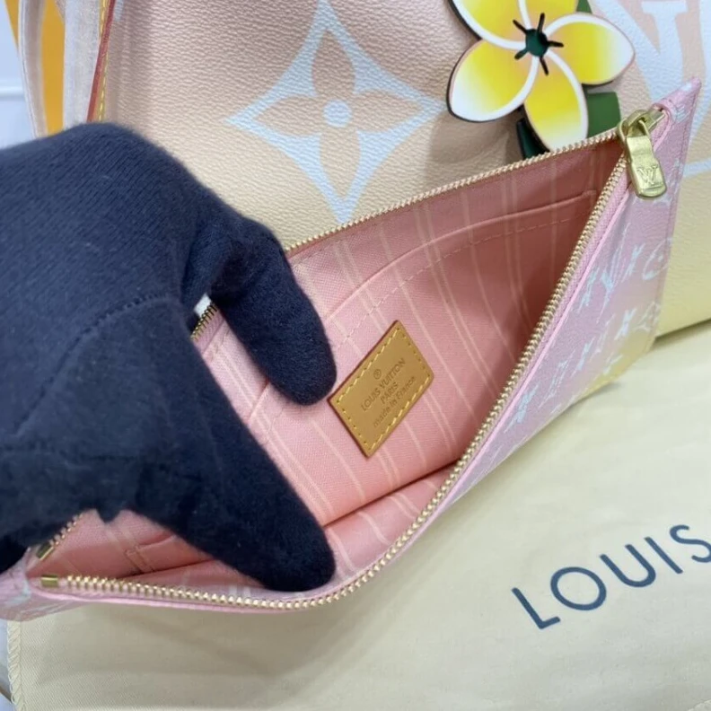 Replica bags lv Large zip Louis Vuitton Neverfull MM Pink