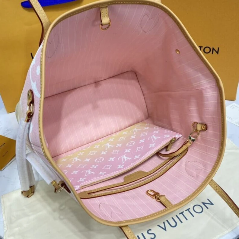 Replica bags lv Large zip Louis Vuitton Neverfull MM Pink