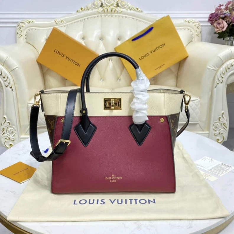 Replica bag Microfibe Louis Vuitton On My Side MM Wine