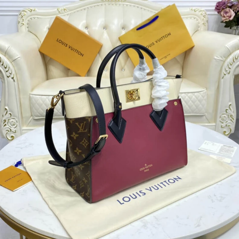 Replica bag Microfibe Louis Vuitton On My Side MM Wine