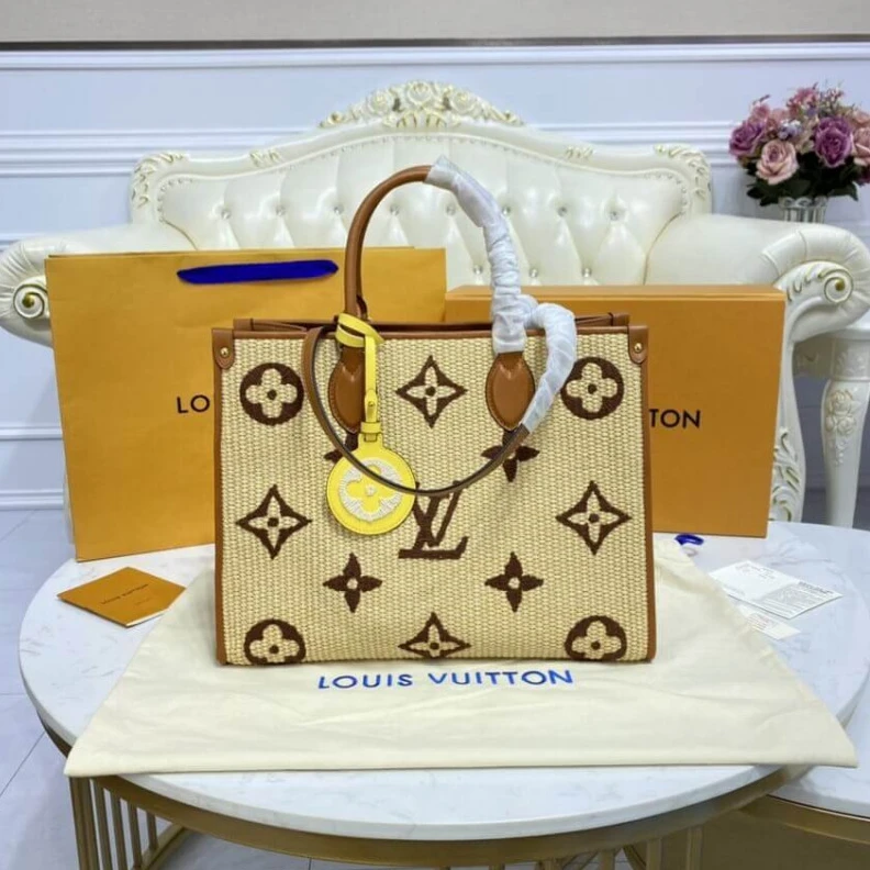 Replica bags 2 inside Louis Vuitton OnTheGo MM Tan